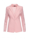 M865 Lace panels single button blazer - powder