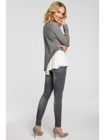 M333 Asimetriška daugiasluoksnė palaidinė - pilka