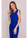 S407 Elegant jumpsuit with asymmetrical neckline - royal blue