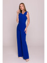 S407 Elegant jumpsuit with asymmetrical neckline - royal blue