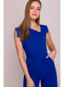 S407 Elegant jumpsuit with asymmetrical neckline - royal blue