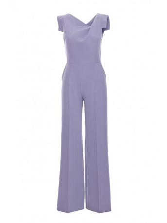 S407 Elegant jumpsuit with asymmetrical neckline - dove grey