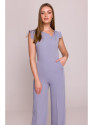 S407 Elegant jumpsuit with asymmetrical neckline - dove grey