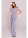 S407 Elegant jumpsuit with asymmetrical neckline - dove grey