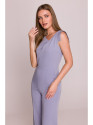 S407 Elegant jumpsuit with asymmetrical neckline - dove grey