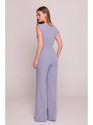 S407 Elegant jumpsuit with asymmetrical neckline - dove grey