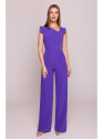 S407 Elegant jumpsuit with asymmetrical neckline - purple