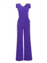 S407 Elegant jumpsuit with asymmetrical neckline - purple