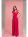 S407 Elegant jumpsuit with asymmetrical neckline - pink