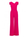 S407 Elegant jumpsuit with asymmetrical neckline - pink