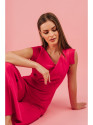 S407 Elegant jumpsuit with asymmetrical neckline - pink