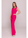 S407 Elegant jumpsuit with asymmetrical neckline - pink