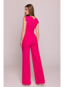 S407 Elegant jumpsuit with asymmetrical neckline - pink