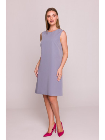 S408 Sleeveless shift dress - dove grey