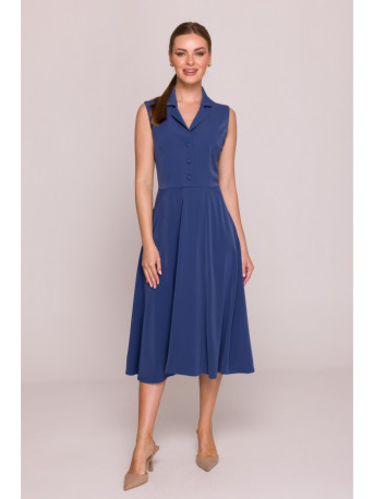 S409 Fit and flare shirt dress - blue