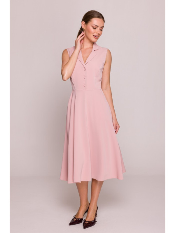 S409 Fit and flare shirt dress - powder