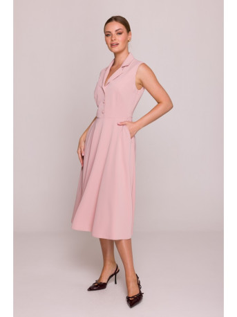 S409 Fit and flare shirt dress - powder