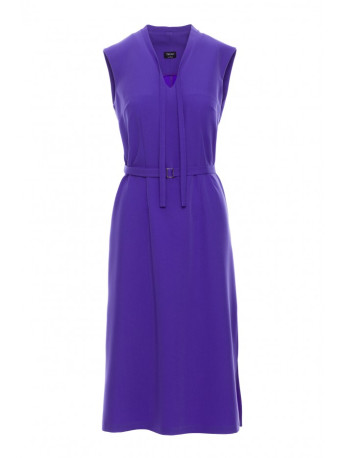 S410 A-line dress with tie detail V-shaped neckline - purple