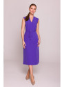 S410 A-line dress with tie detail V-shaped neckline - purple