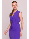 S410 A-line dress with tie detail V-shaped neckline - purple