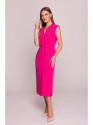 S410 A-line dress with tie detail V-shaped neckline - pink