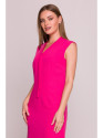 S410 A-line dress with tie detail V-shaped neckline - pink