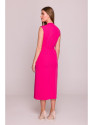 S410 A-line dress with tie detail V-shaped neckline - pink