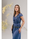 S411 Sleeveless dress with ruffled neckline - blue
