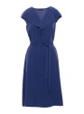 S411 Sleeveless dress with ruffled neckline - blue