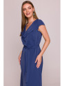 S411 Sleeveless dress with ruffled neckline - blue