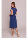 S411 Sleeveless dress with ruffled neckline - blue
