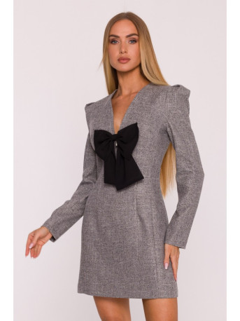 M869 Tweed V-neck dress - graphite