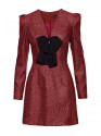 M869 Tweed V-neck dress - maroon