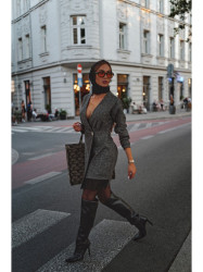 M871 Tweed wrap dress - black