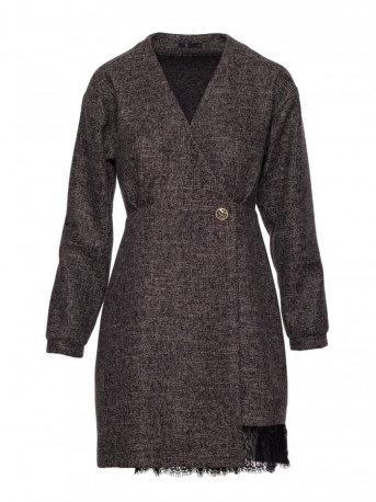M871 Tweed wrap dress - black
