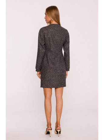 M871 Tweed wrap dress - black