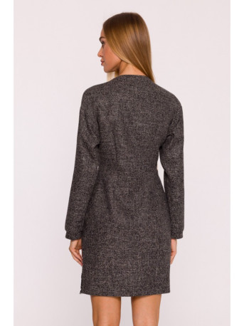 M871 Tweed wrap dress - black
