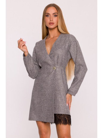 M871 Tweed wrap dress - graphite