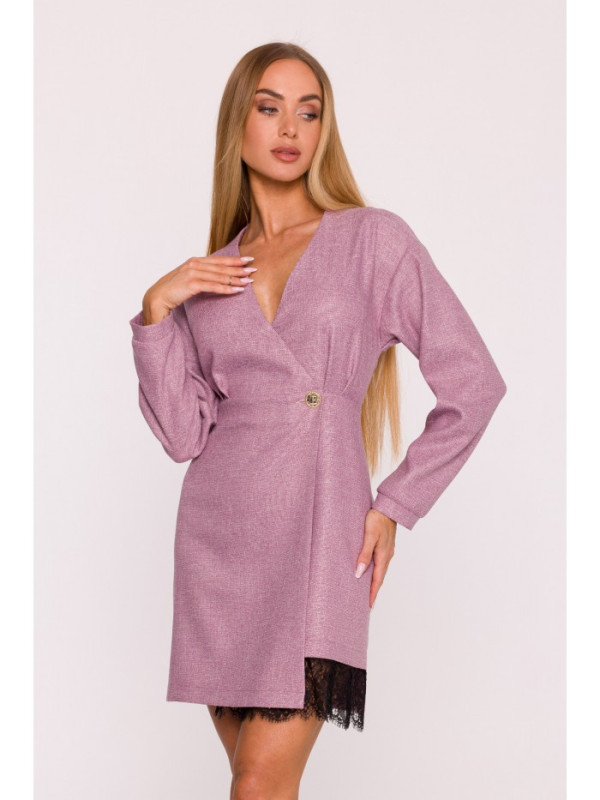 M871 Tweed wrap dress - marsala