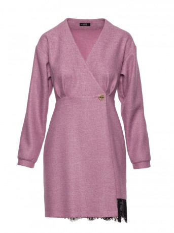 M871 Tweed wrap dress - marsala