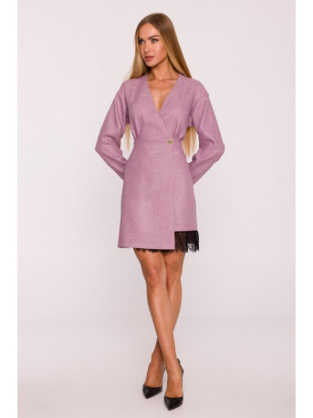 M871 Tweed wrap dress - marsala