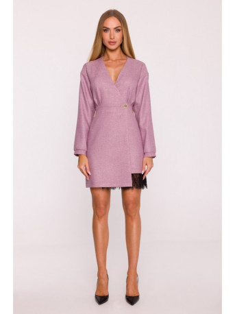 M871 Tweed wrap dress - marsala