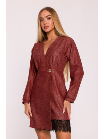 M871 Tweed wrap dress - maroon