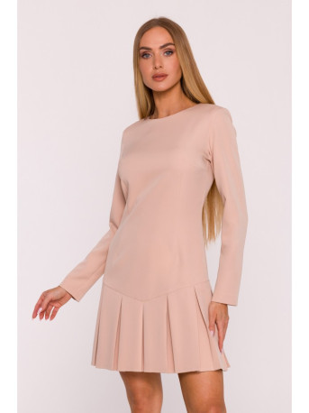 M872 Dress with inverted pleats - beige