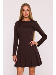 M872 Dress with inverted pleats - brown