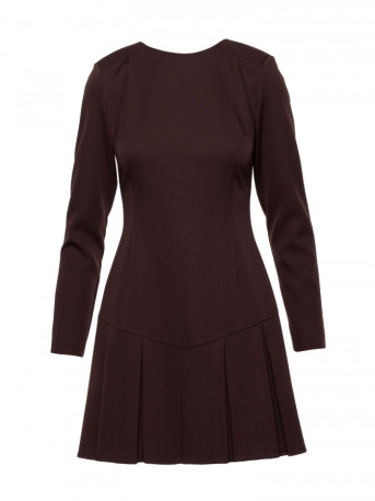 M872 Dress with inverted pleats - brown