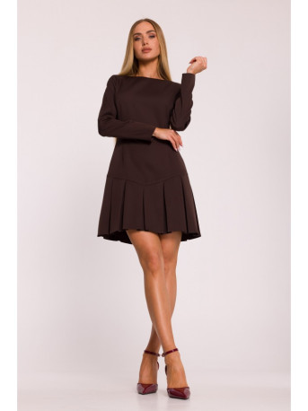 M872 Dress with inverted pleats - brown