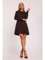 M872 Dress with inverted pleats - brown