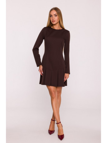 M872 Dress with inverted pleats - brown