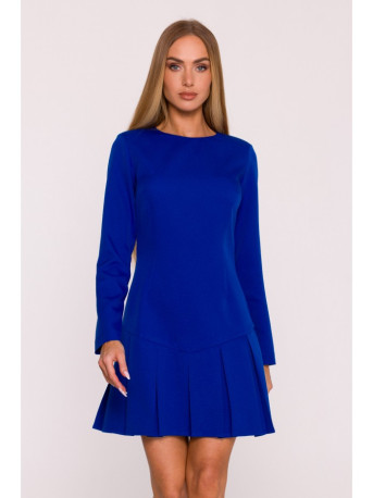 M872 Dress with inverted pleats - royal blue